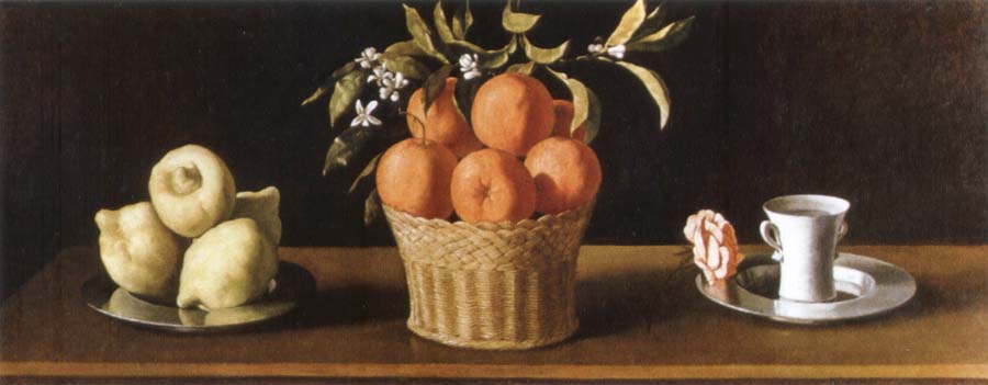 still life with lemons,oranges and a rose